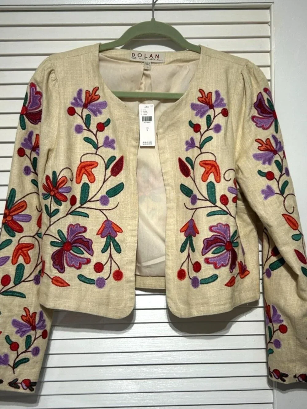 NWT Anthropologie Women's Floral Embroidered Dolan Linen Jacket Size S 3235 - Picture 11 of 16